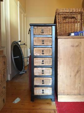 Tall wicker set of drawers