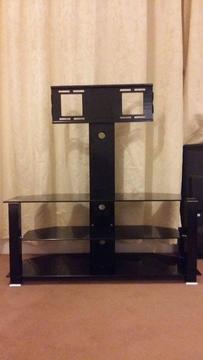 New black glass 3 shelves with bracket TV stand unit