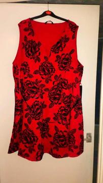 Brand new red and black velvet roses dress size 24