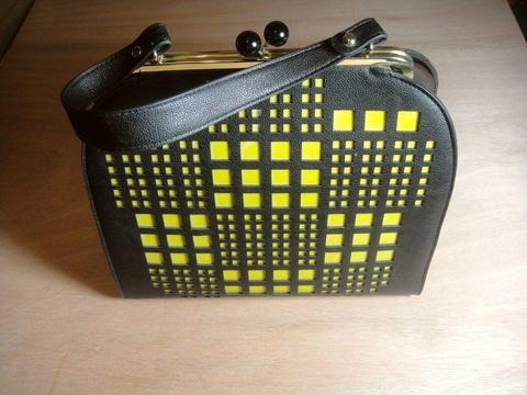 Black with Yellow cut out squares handbag... Unused