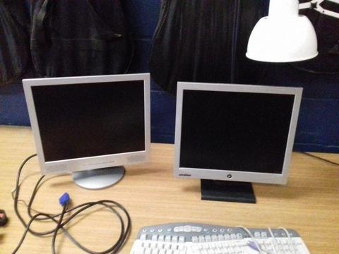 2 x computer monitors, 15 inch