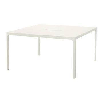 Ikea Bekant Office Conference Desk Large 140cm Square White Table - strong/sturdy with cable tidy
