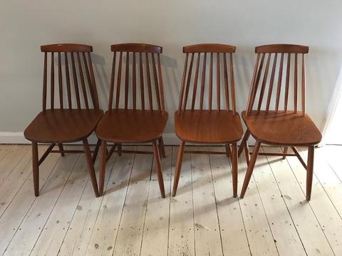 4 Solid Wood Ercol Style Dining Chairs
