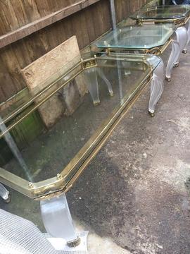 Glass Coffee table and two matching side tables