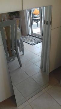 FREE 7 white doors with chrome door knobs and plain large mirror