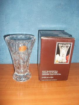 HOFBAUER LEAD CRYSTAL GLASS VASE, BOXED