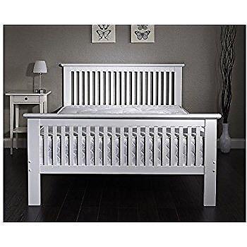 Wanted white double wooden bed frame
