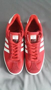 Mens Red Adidas Gazelle Suede Leather Trainers Size 7