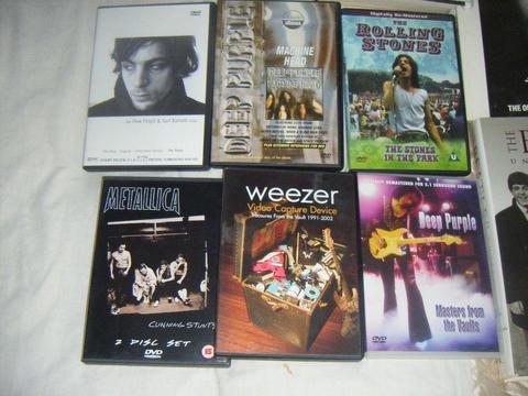 collection various rock music tapes, VHS tapes,dvd's books-good condition-close offers considered