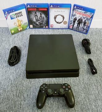 PS4 SLIM 500 GB BLACK - DELIVERY- 4 GAMES