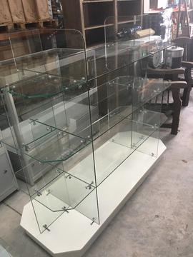 Oblong Glass Shelved 4 Tier Display Unit