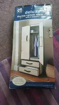 Deluxe Double canvas wardrobe with 2 drawers