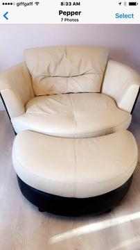 Leather swivel chair and stool
