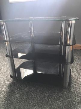 Black glass 4 shelf tv stand