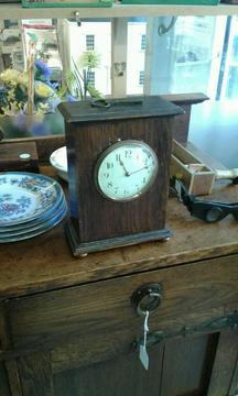 Antique vintage 1950s clock, mahogany