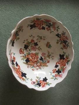 Large antique china flowered bowl