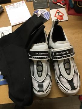 Road bike shoes and over boots