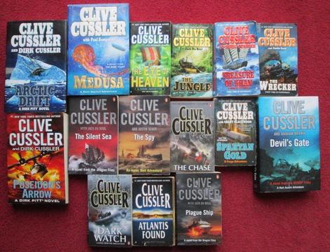 CLIVE CUSSLER, 17 BOOKS, titles in description, willing to split/sell individually £1.00 per book
