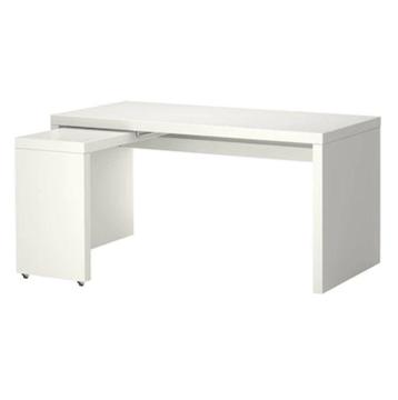 WHITE IKEA MALM DESK WITH PULL OUT PANEL