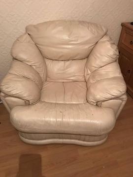Cream leather armchair