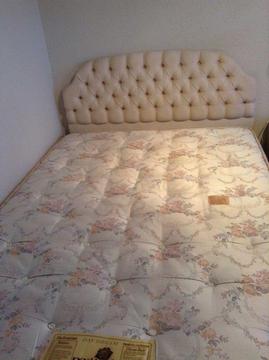 Double bed with headboard pocket sprung mattress, complete with sheets and duvet