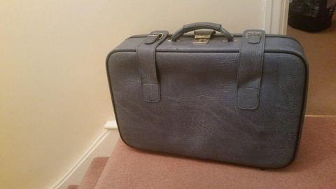 Blue genuine vintage fully functional suitcase - travel, storage or decoration
