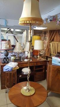 Vintage Onyx & Brass Standard Lamp With Shade