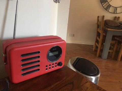 Red retro digital radio