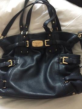 Michael Kors Navy Tote Bag - Leather with gold hardware. Mint condition