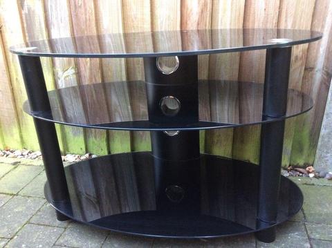 Black Oval Glass TV Stand