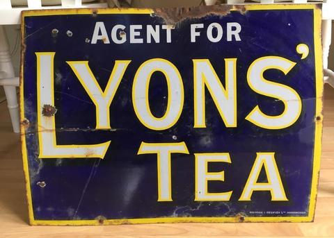 Agent for Lyons Tea Enamel Advertising Sign