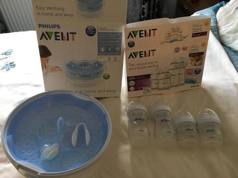 Avent Newborn Bottles Started Set and Microwave Steriliser