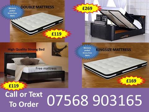 BED BRAND NEW DOUBLE TV BED MATTRESS DOUBLE KING FAST DELIVERY 96