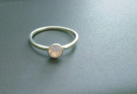 Sterling silver stacking ring with pink pearl