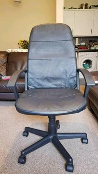 Black faux leather desk chair