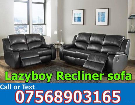 SOFA HOT OFFER BRAND NEW recliner black real leather 6500