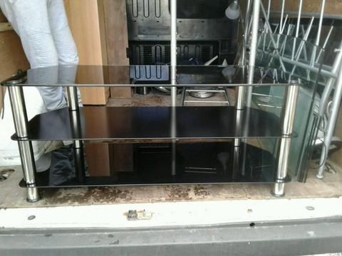 Large black glass tv stand