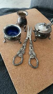 Antique EPNS Cruet Set & Grape Scissors