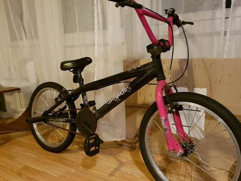 Kids BMX bike Black with Pink Appolo 20in wheels