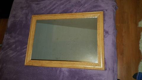 Quality 20 inch x 30 inch light oak framed mirror