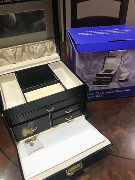 Black croc jewel box with travel box