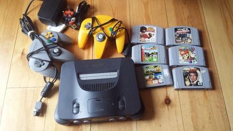 N64 console, 2 controllers & 6 games