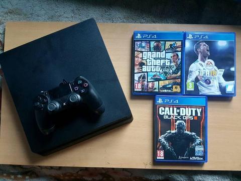 SLIM PLAYSTATION 4 PS4 CONSOLE 1TB WITH 3 GAMES (OPEN TO OFFERS)
