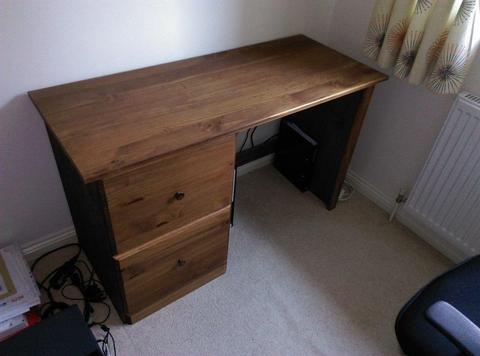 Dark Wooden (pine) desk - 2 draws