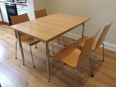 Kitchen dining table and four chairs