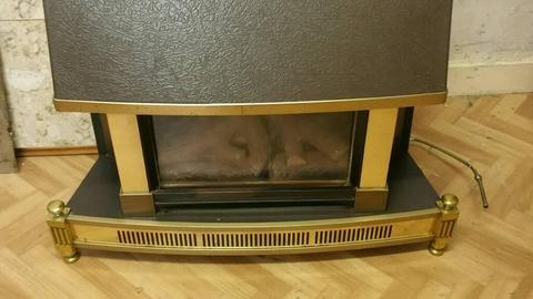free retro log effect gas fire with hearth