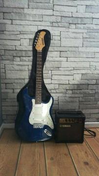 Electric guitar, amp and carry case