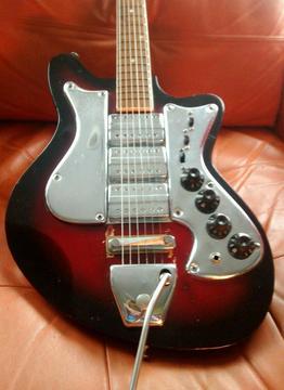 Very Rare Vintage 1960s Japanese Douglas Tuxedo 3 Offset Electric guitar