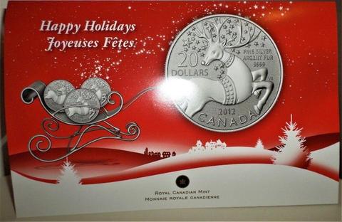 THE ROYAL CANADA MINT 2012 TWENTY DOLLARDS 999.9 PURE SILVER COIN – MAGICAL REINDEER