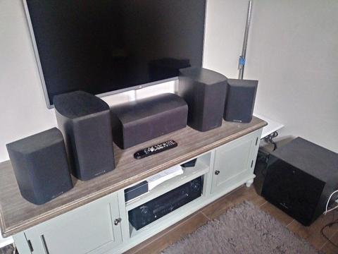 Surround system Wharfedale active subwoofer and Denon amplifier